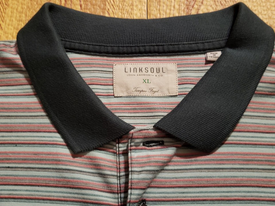 Linksoul John Ashworth & Co Golf Polo Shirt Men's XL Red Mint Green
