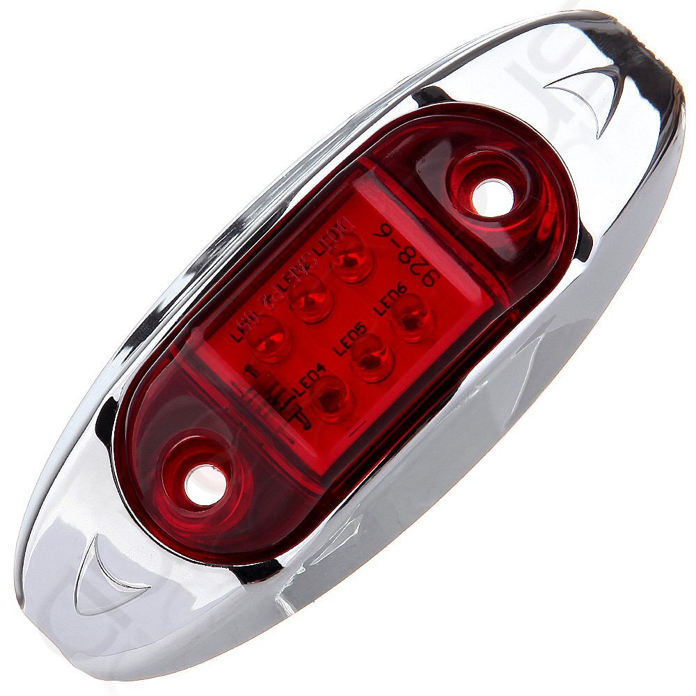 1x 6 Diode Red Led Clearance Pickup Truck Trailer Side Marker Light Lens 4''