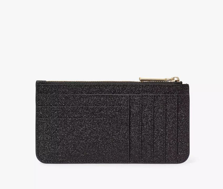 Kate Spade Glimmer Boxed Large Slim Cardholder Holiday Glitter Tinsel