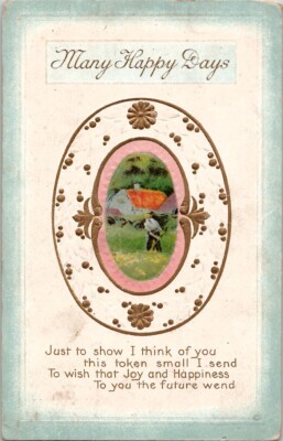 Many Happy Days Poem Vintage Postcard Spc15