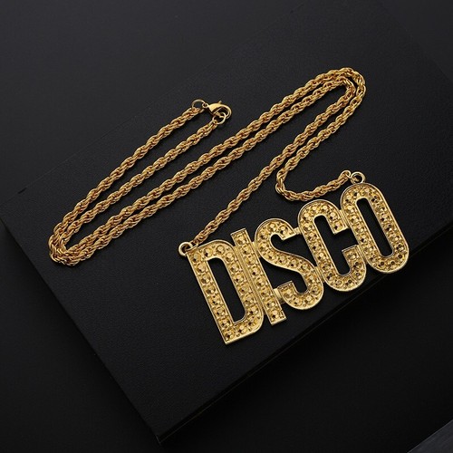Gold Disco Halskette Punk Groß Gangster Schimmernder Rapper Kostüm - Bild 2 von 5