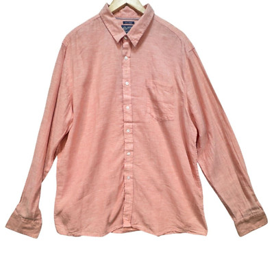American Rag Mens Linen Blend Button Up Shirt Size XXL Peach Casual Preppy