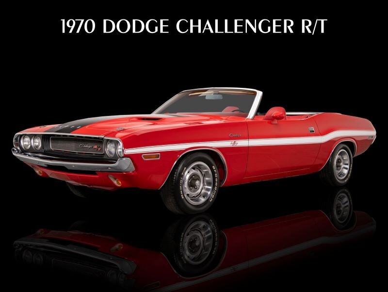 1968 Dodge Challenger R/T Red Convertible Metal Sign: 12x16