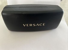 VERSACE BLACK HARD LEATHER CLAMSHELL SUNGLASSES EYEGLASSES CASE
