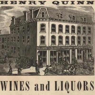 1886 BUFFALO NY VICTORIAN ERA GROCERY WINE LIQUOR STORE HENRY QUINN GENESEE MICH