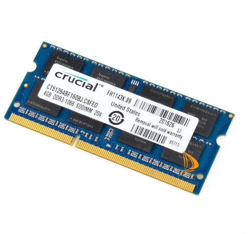 4PCS Crucial 4GB 2RX8 PC3-8500S DDR3 1066Mhz SODIMM Laptop Memory RAM 204Pin&__ - Picture 4 of 14