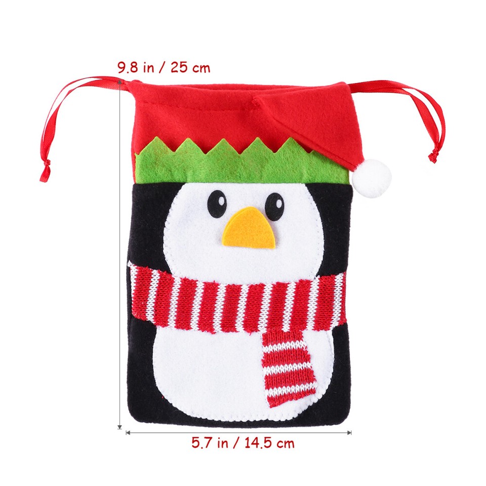Christmas Drawstring Gift Bags Burlap Treat Xmas Presents Handbags