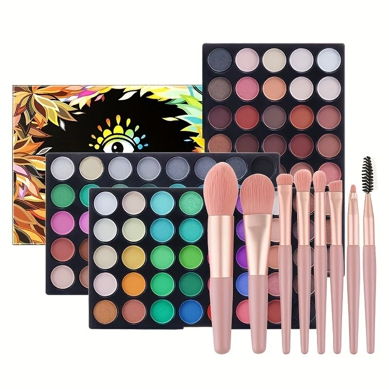 120 color eye shadow with 8 makeup brushes Multi color matte eye shadow plate - Image 2 of 4