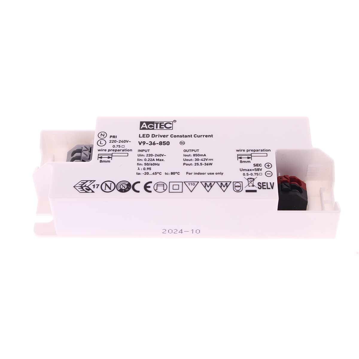 Led Driver CC Corrente Costante 850mA 30V-42VDC Per Alimentare Led Max 36W AT-V9