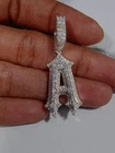 Men's Real Moissanite Small A Customize Initial Pendant White Gold Plated Silver