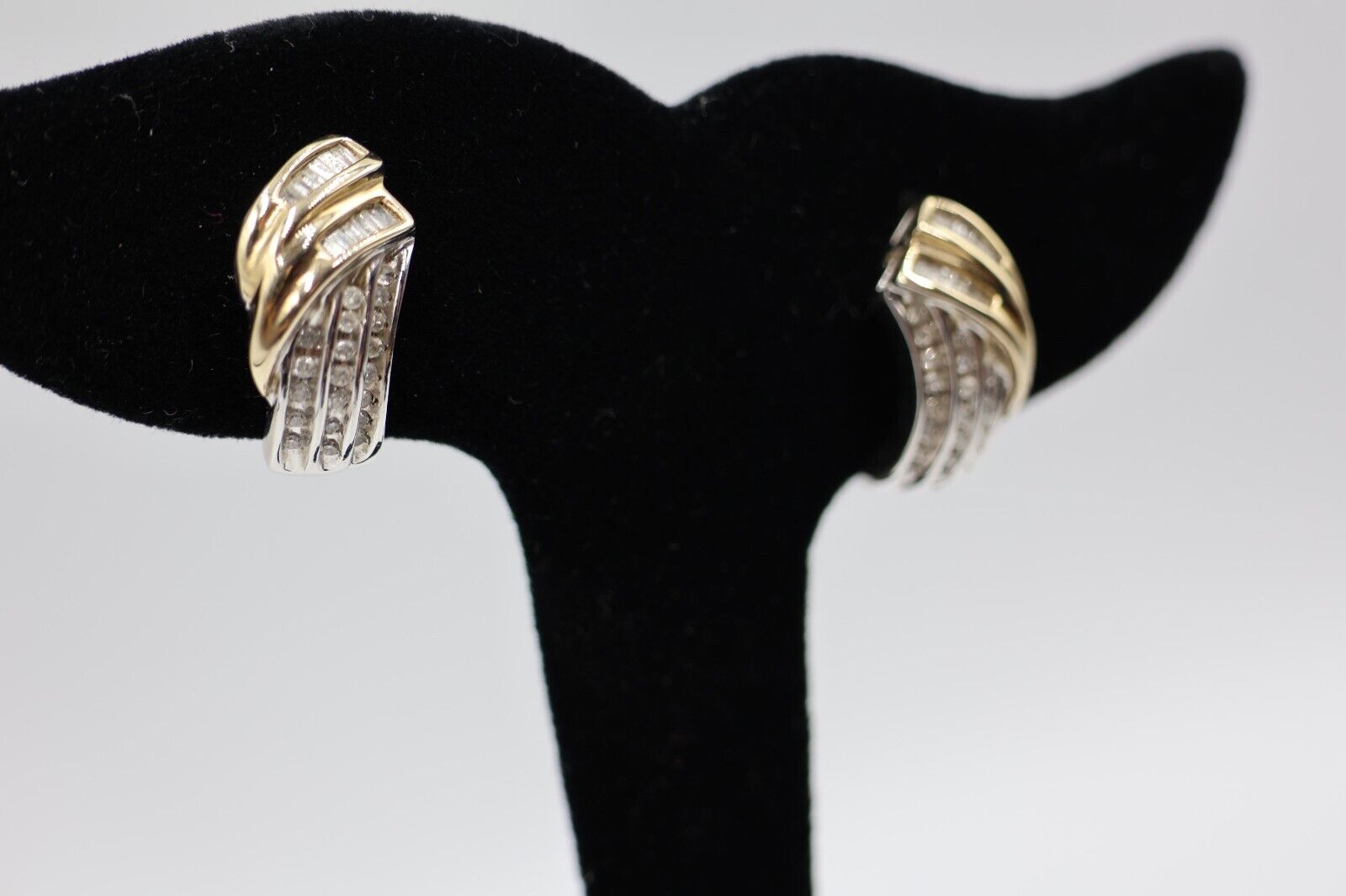 Lovely 14K Gold, Sterling, and Diamond Earrings –… - image 2