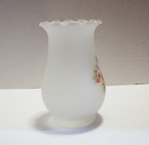 Vase 6.5" Viking Frosted Satin Glass Floral Design Ruffle Top Rim Vintage - Picture 4 of 7