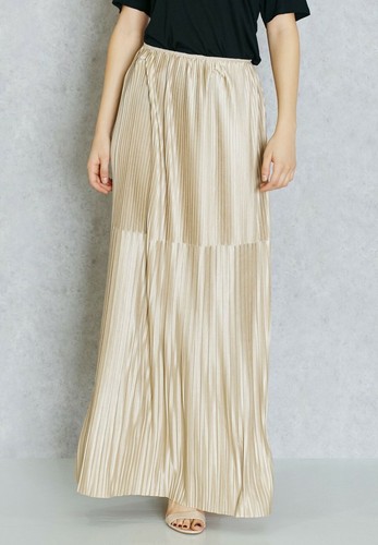 Miss Selfridge Gold Pleated Maxi Skirt Size 16 uk rrp £69 CR190 CC 10 - Picture 2 of 6