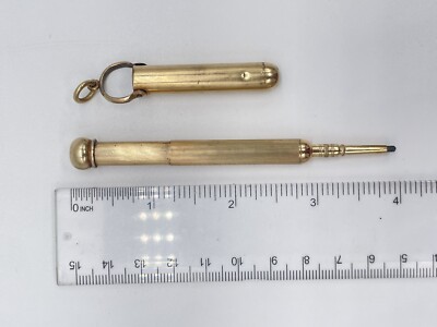 Antique W S Hicks NY 10k Yellow Gold Plate Propelling Chatelaine