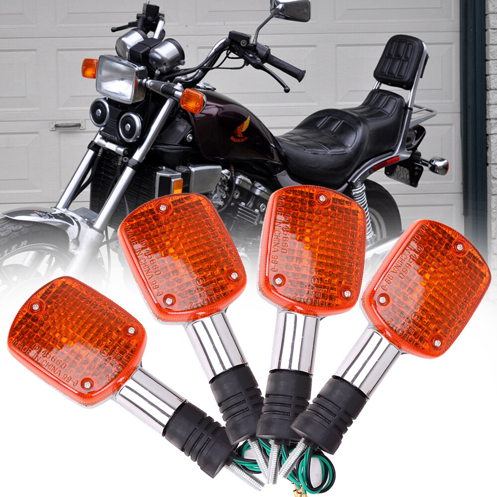 4 Turn Signals Light Amber For HONDA REBEL CMX250 VT 400 600 1100