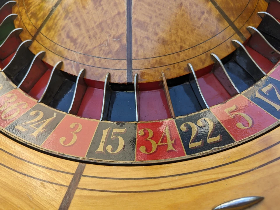 RARE ANTIQUE ROULETTE WHEEL, F DENZLER MAKER DENVER COLO. LOCAL PICKUP ONLY - Image 4 of 4