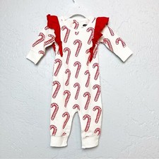 Monica + Andy candy cane double ruffle romper 0-3 months