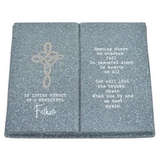 Personalised Grave Book Memorial Bible Celtic Cross Tribute Headstone Grey White