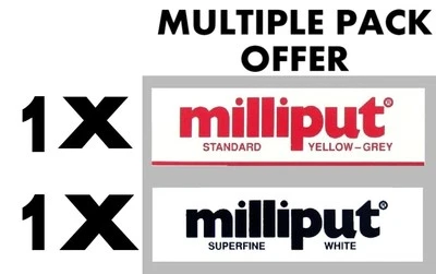 Milliput Standard Jaune Gris et Blanc Fine - COMBOx2. - Mastic et Pâte époxy