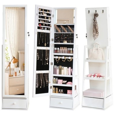 Rotatable Full Length Mirror Jewelry Cabinet Standing With Built-In Mirror - ...