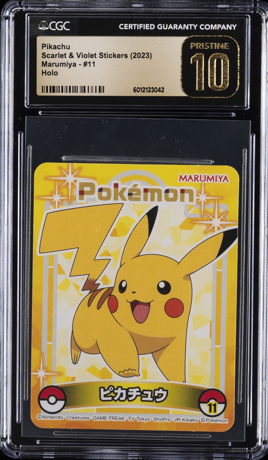 2023 MARUMIYA POKEMON STICKERS #11 PIKACHU CGC 10 PERFECT