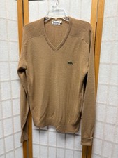 IZOD Sweater Men's Size L Lacoste Crocodile Vintage Long Sleeve Tan