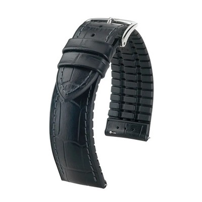 Uhrenarmband in Schwarz, Kalbsleder, Gummi, Performance von HIRSCH - 7 Breiten