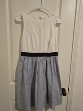 Loft Blue White Striped Fit & Flare Dress Size 0 Sleeveless A-Line Casual