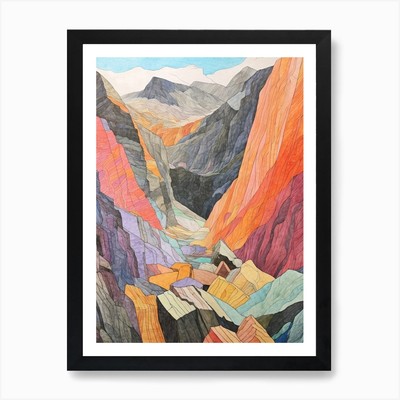 Glyder Fawr Wales 2 bunte Halterung gerahmtes Wandbild Poster Leinwanddruck Bild