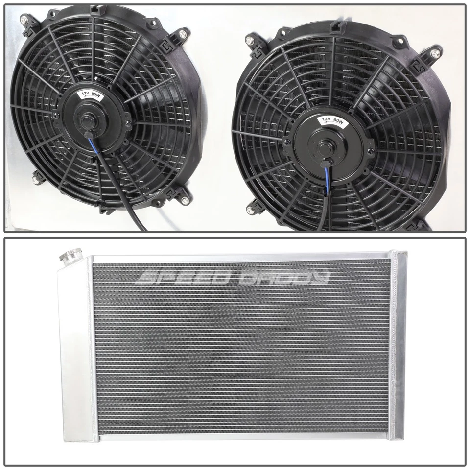 PARA 75-90 BUICK/CHEVY/PONTIAC/CADILLAC RADIADOR DE CORRIDA DE ALUMÍNIO 3 FILEIRAS + COBERTURA DE VENTILADOR - Imagem 2 de 4