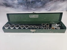 VTG S-K Tools mostly - 17 + 1  Piece Socket Set in Metal Box, Made In USA, Japan