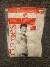 Hanes Thermal Crew Neck Top Mens XL White Waffle Knit Long Johns Shirt vtg