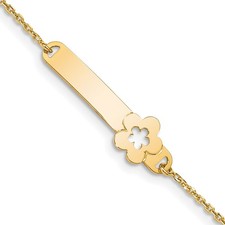 14K Yellow Gold Children's Polished Flower w/1in ext. Bracelet