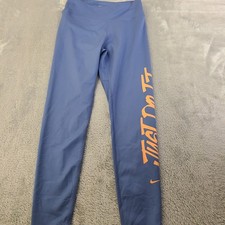 Nike One Dri-Fit Women Performance Leggings Graffiti Print JDI Blue Size Medium