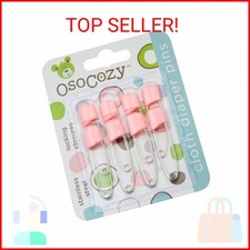 OsoCozy Diaper Pins - Pink - Sturdy, Stainless Steel Diaper Pins with Safe Loc