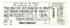 The World of Captain Beefheart Nona Hendryx 9/20/17 NYC NY Ticket! Capt