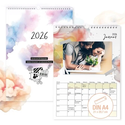 TOBJA DIY Bastelkalender 2026 Fotokalender A4 selbst gestalten Wandkalender Familie