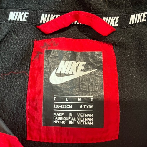 Nike Youth Red Puffer Hooded Winter Jacket Coat Just Do It ~ Sz 7 (6 - 7 Years) - Picture 8 of 10