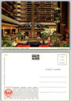 Vintage Atlanta Hyatt Regency House Atrium Postcard John Hinde Original 1960s
