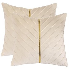 Cream Velvet Throw Pillow Covers 18 x 18 18" x 18" Pack of 2 Cream White