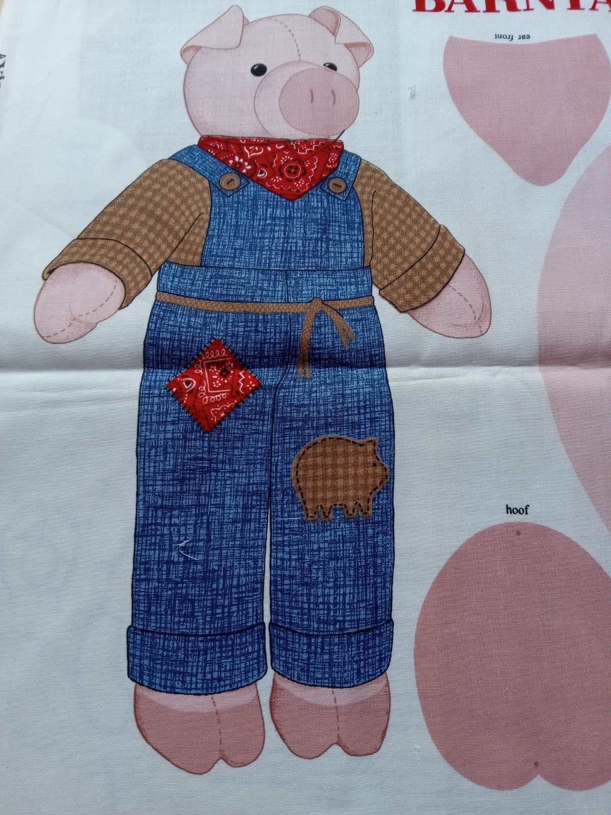 Cranston Printworks Barnyard Friends Mr. Piggy Doll Kit Fabric Panel 100% Cotton