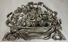 Silverplated Rose Napkin, Mail, Book, Etc. Holder Unmarked Pre-Owned VGC $13
