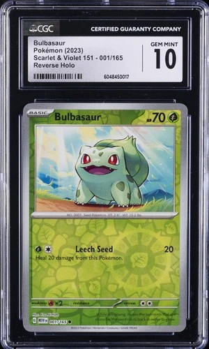 2023 POKEMON SCARLET & VIOLET 151 REVERSE HOLO #001 BULBASAUR CGC 10