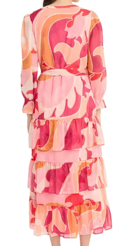 Vestido camisero para mujer Donna Morgan estampado floral con cinturón en capas talla 16 Foto 3 de 4