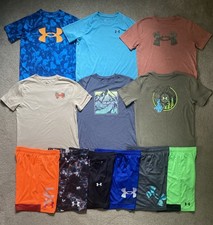 Lot Of Twelve Pieces Boys Under Armour Size L 6 Shorts  6 T-shirts 