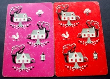 2 Single Vintage Swap Playing Cards Country Homes Weathervane Blank back Pair