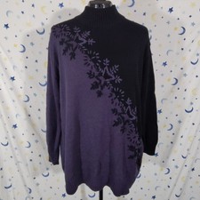 Vintage Venezia Vitale Black  Purple Contrast Knit Snowflake Sweater