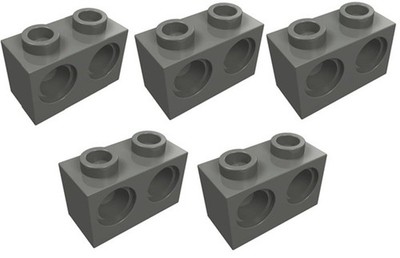 LEGO 5 New TECHNIC Bricks Dark Bluish Gray 1 x 2 Studs with Holes 32000 DG03