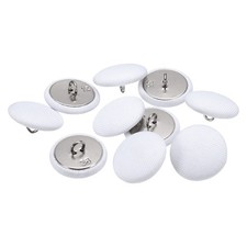 10pcs 23mm Fabric Cloth Covered with Metal Shank Round Sewing Buttons, White