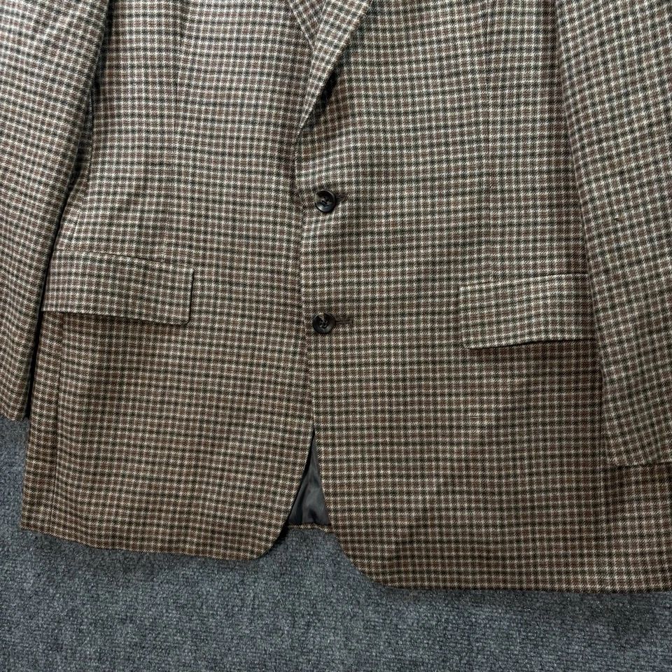 VTG CHRISTIAN DIOR MONSIEUR Wool Blazer 42R Brown Plaid Check Jacket Sport Coat - Image 3 of 4